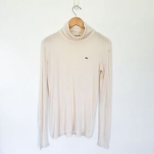 Lacoste Women’s Lightweight Cotton Modal Micro Rib Cream Turtleneck